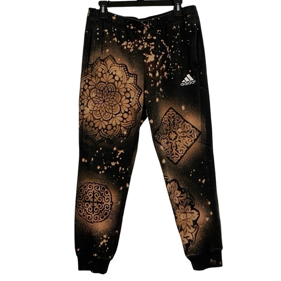 Adidas Sweatpants Mens Size Medium Upcycled Unisex Joggers Sweats Floral Pants - Picture 1 of 12